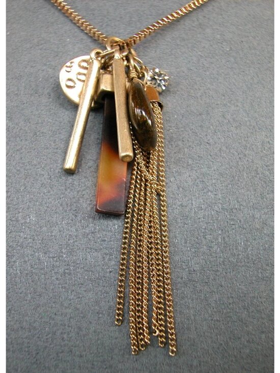J. Crew Jewelry - J.Crew Gold-Tone Multi-Charm Tassel Necklace